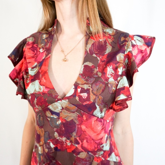 BLACK HALO Multicolor Floral Print Ruffle Dress - Picture 2 of 7